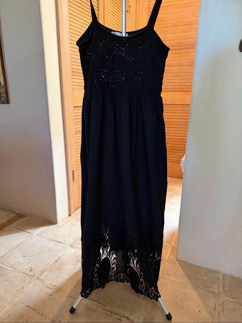 NWOT Zara black, crochet, lace maxi dress